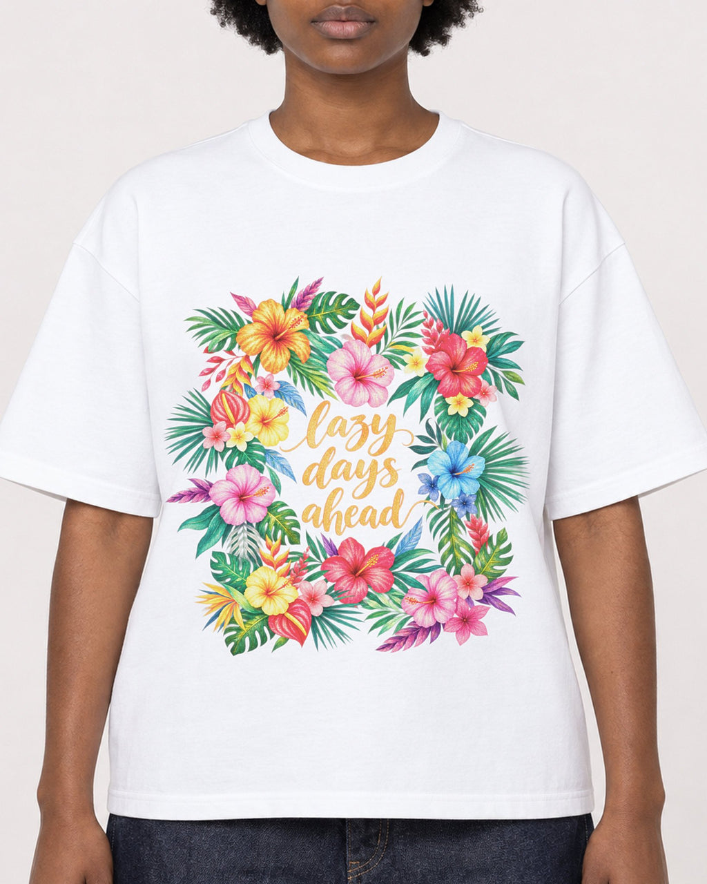 Mockup Boxy Heavyweight Tee White female close-up 14