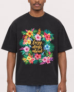 Mockup Boxy Heavyweight Tee Black male close-up 14