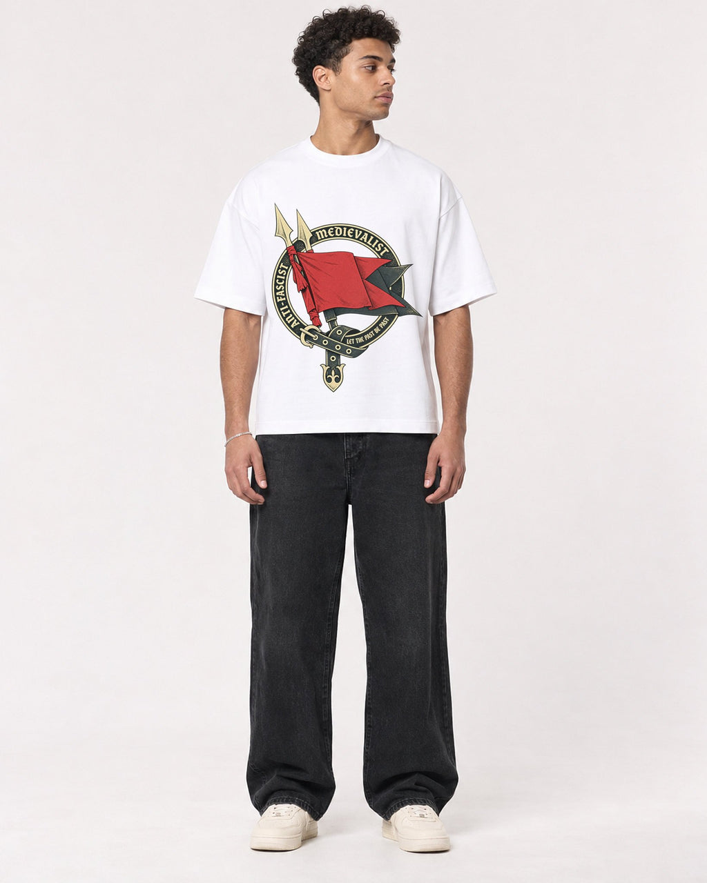 Mockup Boxy Heavyweight Tee White male full-body 10