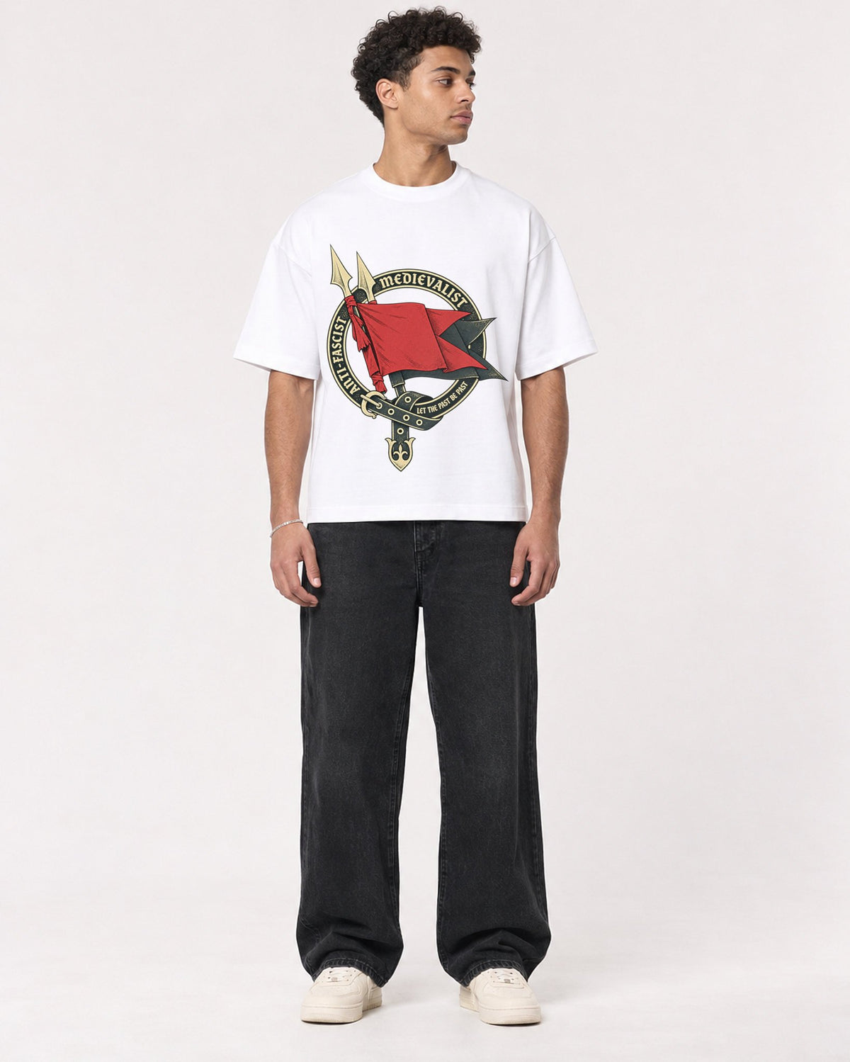 Mockup Boxy Heavyweight Tee White male full-body 10