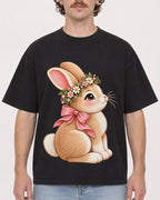 Mockup Boxy Heavyweight Tee Black male close-up 09