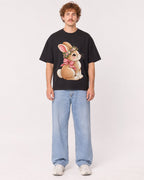 Mockup Boxy Heavyweight Tee Black male full-body 09
