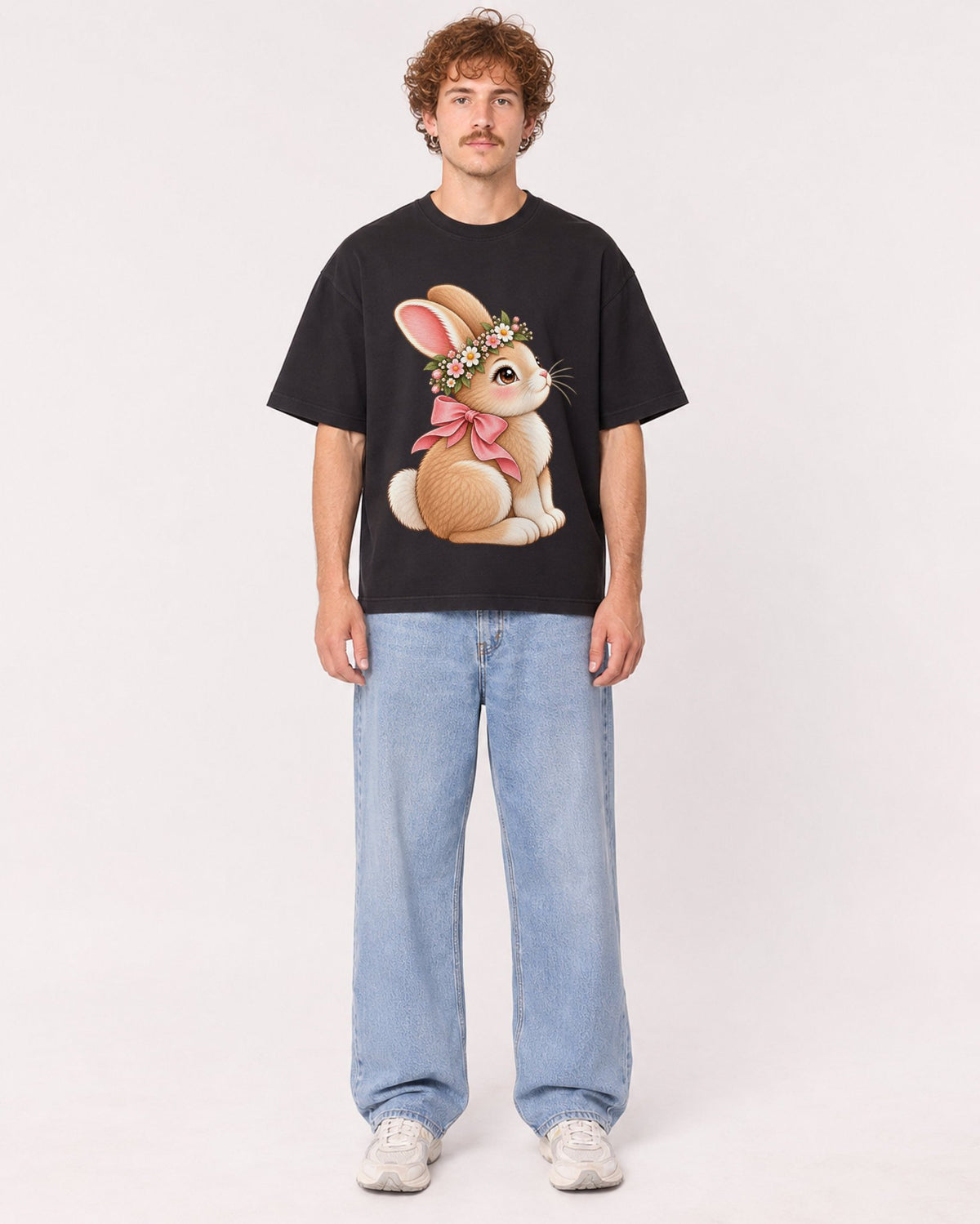 Mockup Boxy Heavyweight Tee Black male full-body 09