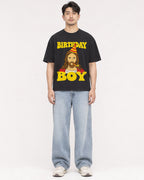 Mockup Boxy Heavyweight Tee Black male full-body 13