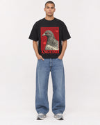 Mockup Boxy Heavyweight Tee Black male full-body 50