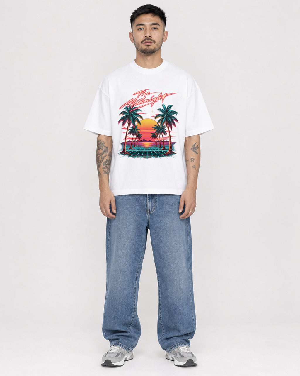 Mockup Boxy Heavyweight Tee White male full-body 12