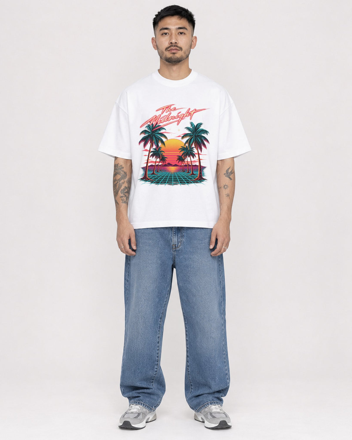 Mockup Boxy Heavyweight Tee White male full-body 12