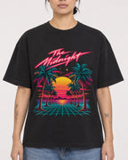Mockup Boxy Heavyweight Tee Black female close-up 12