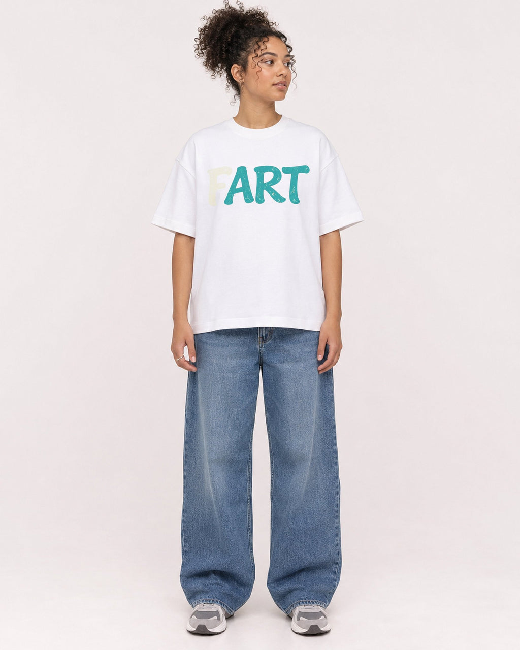Mockup Boxy Heavyweight Tee White female full-body 20