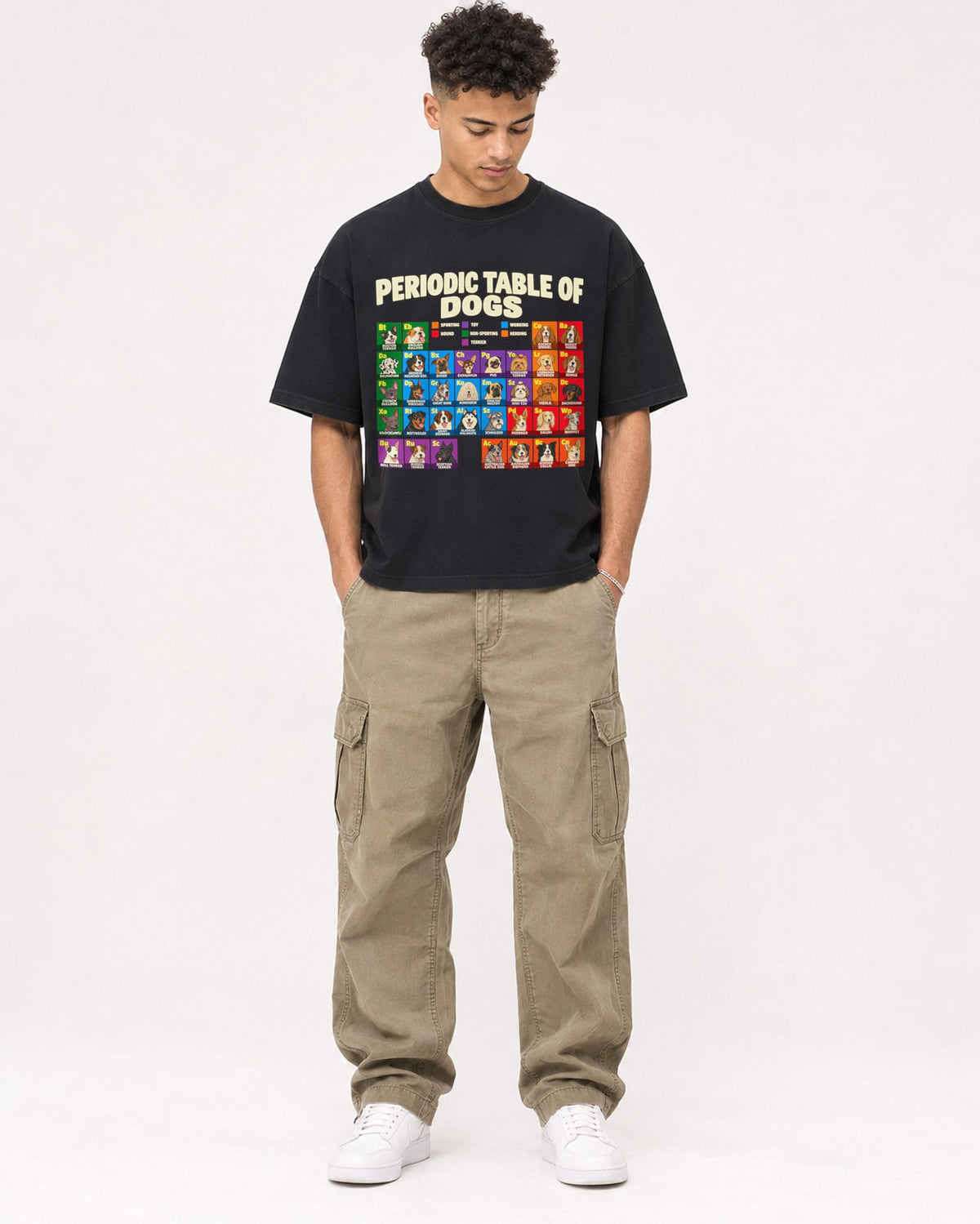 Mockup Boxy Heavyweight Tee Black male full-body 20