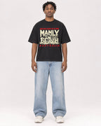 Mockup Boxy Heavyweight Tee Black male full-body 05