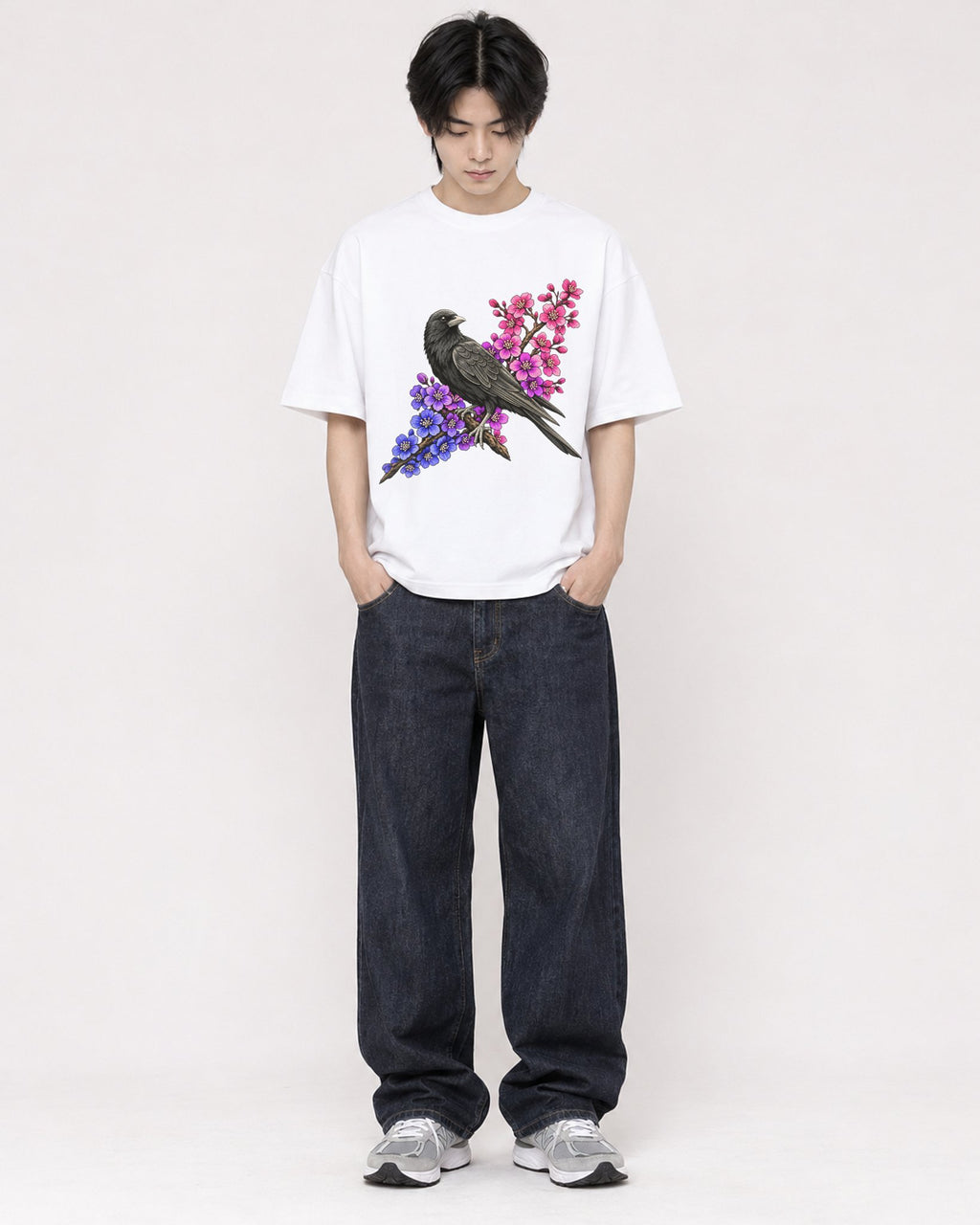 Mockup Boxy Heavyweight Tee White male full-body 11