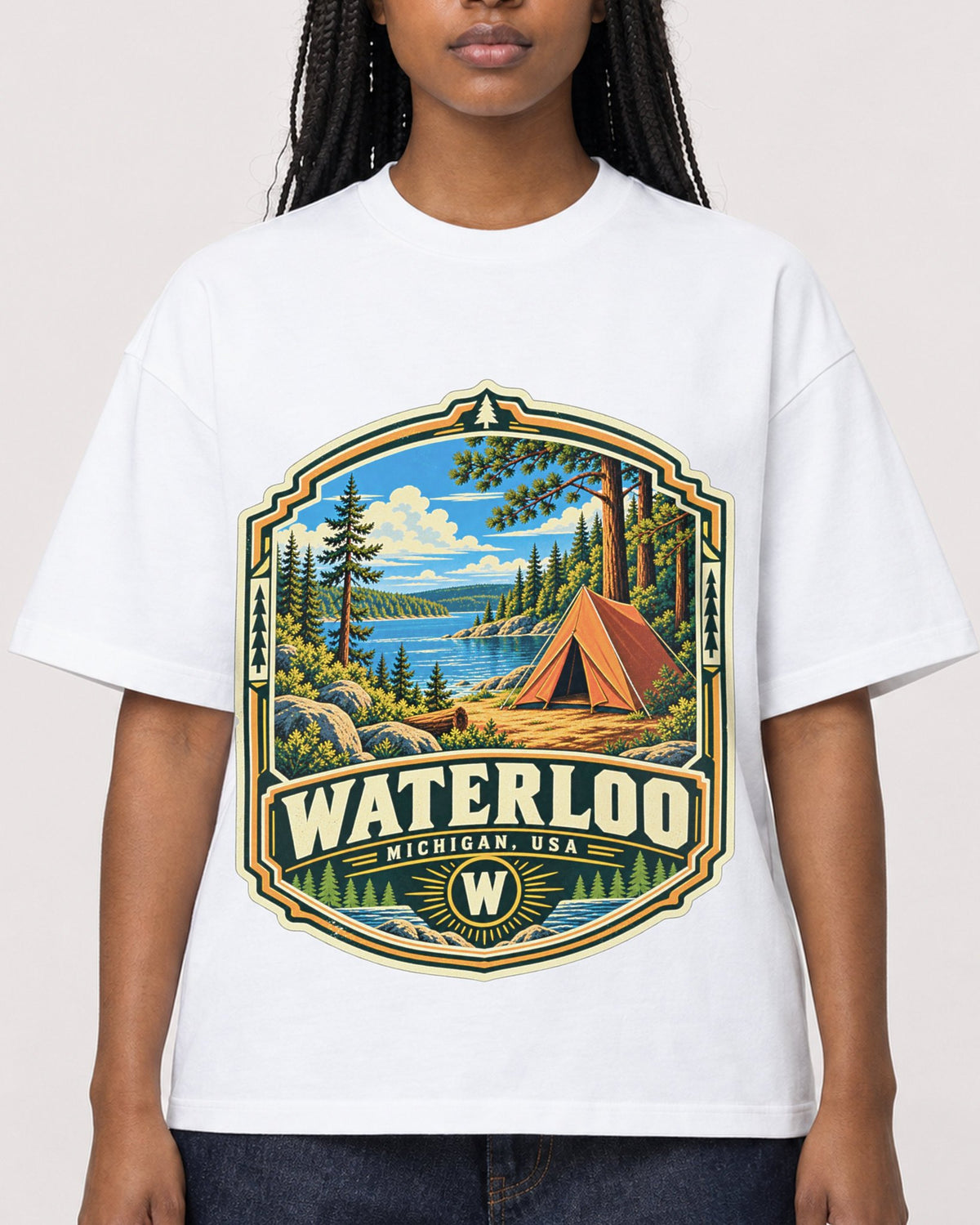 Mockup Boxy Heavyweight Tee White female close-up 04