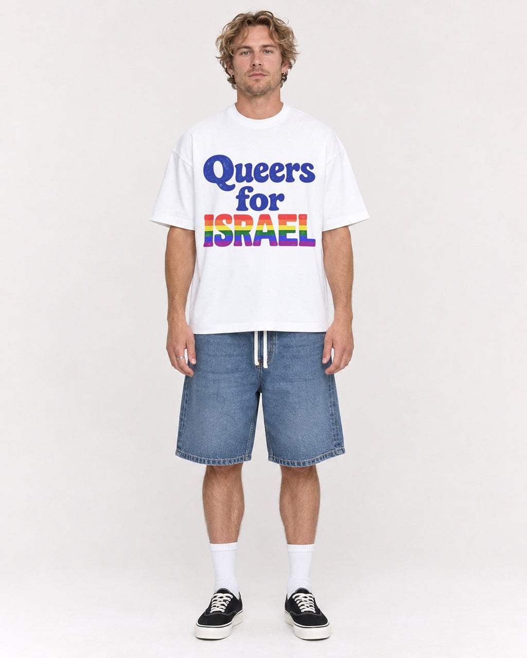 Mockup Boxy Heavyweight Tee White male full-body 28