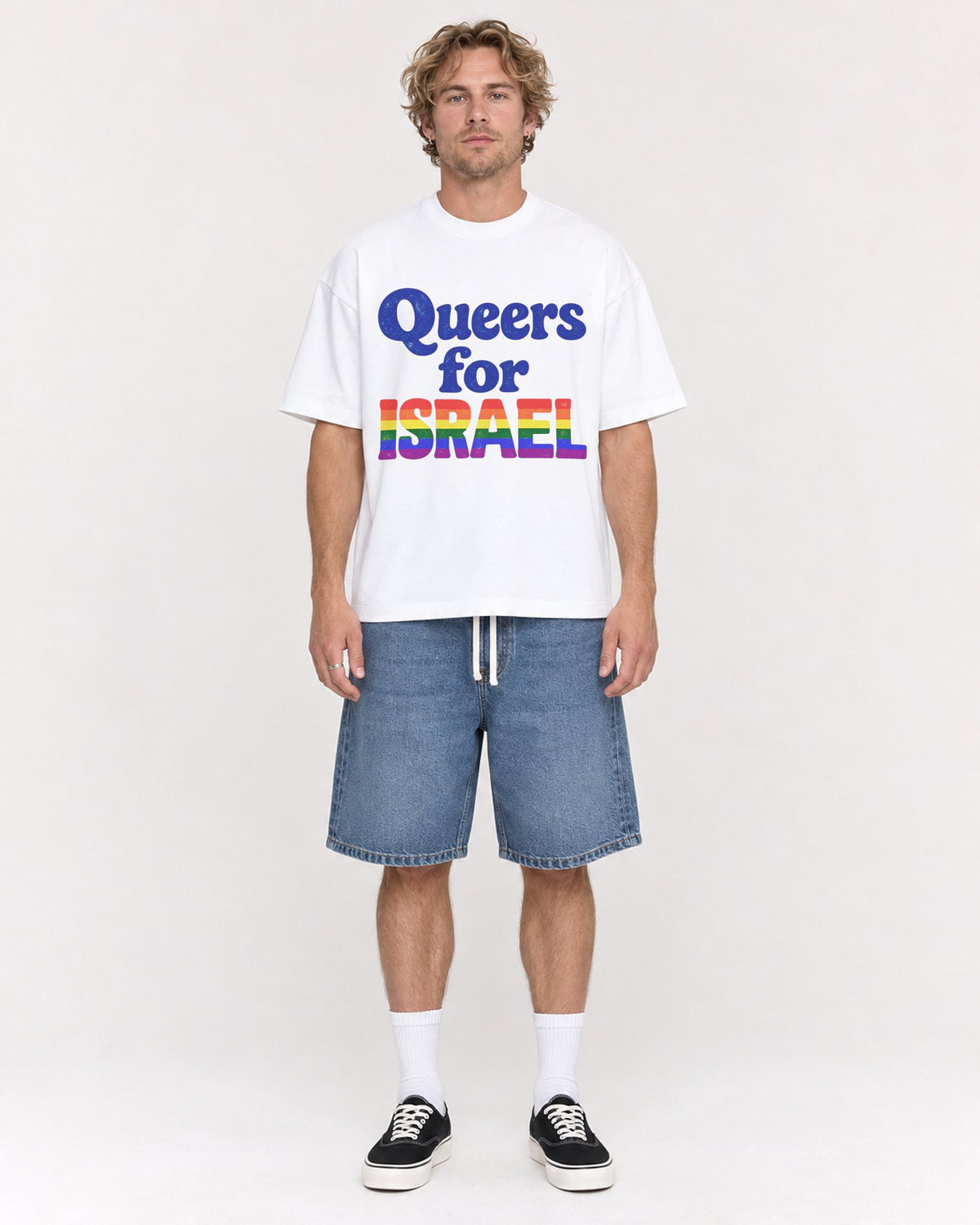 Mockup Boxy Heavyweight Tee White male full-body 28