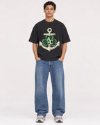Mockup Boxy Heavyweight Tee Black male full-body 10