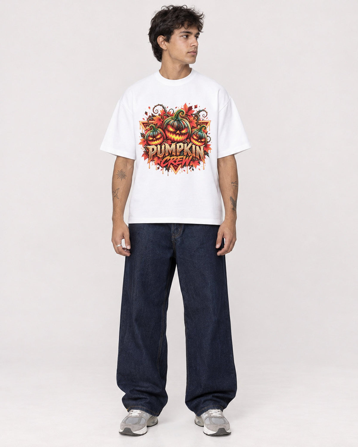 Mockup Boxy Heavyweight Tee White male full-body 06