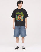 Mockup Boxy Heavyweight Tee Black male full-body 11