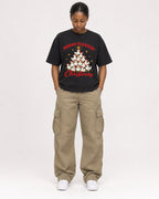Mockup Boxy Heavyweight Tee Black female full-body 34