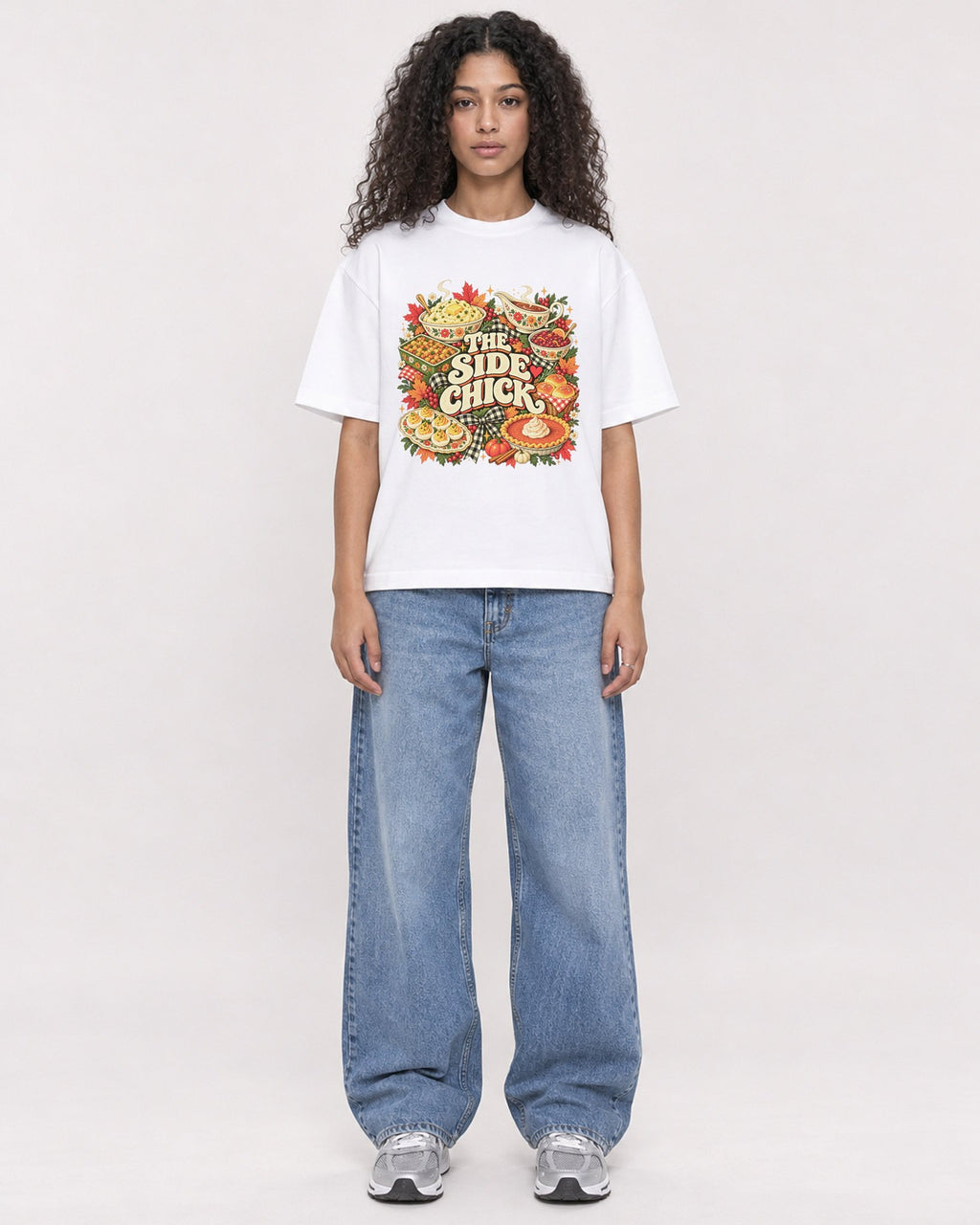 Mockup Boxy Heavyweight Tee White female full-body 10