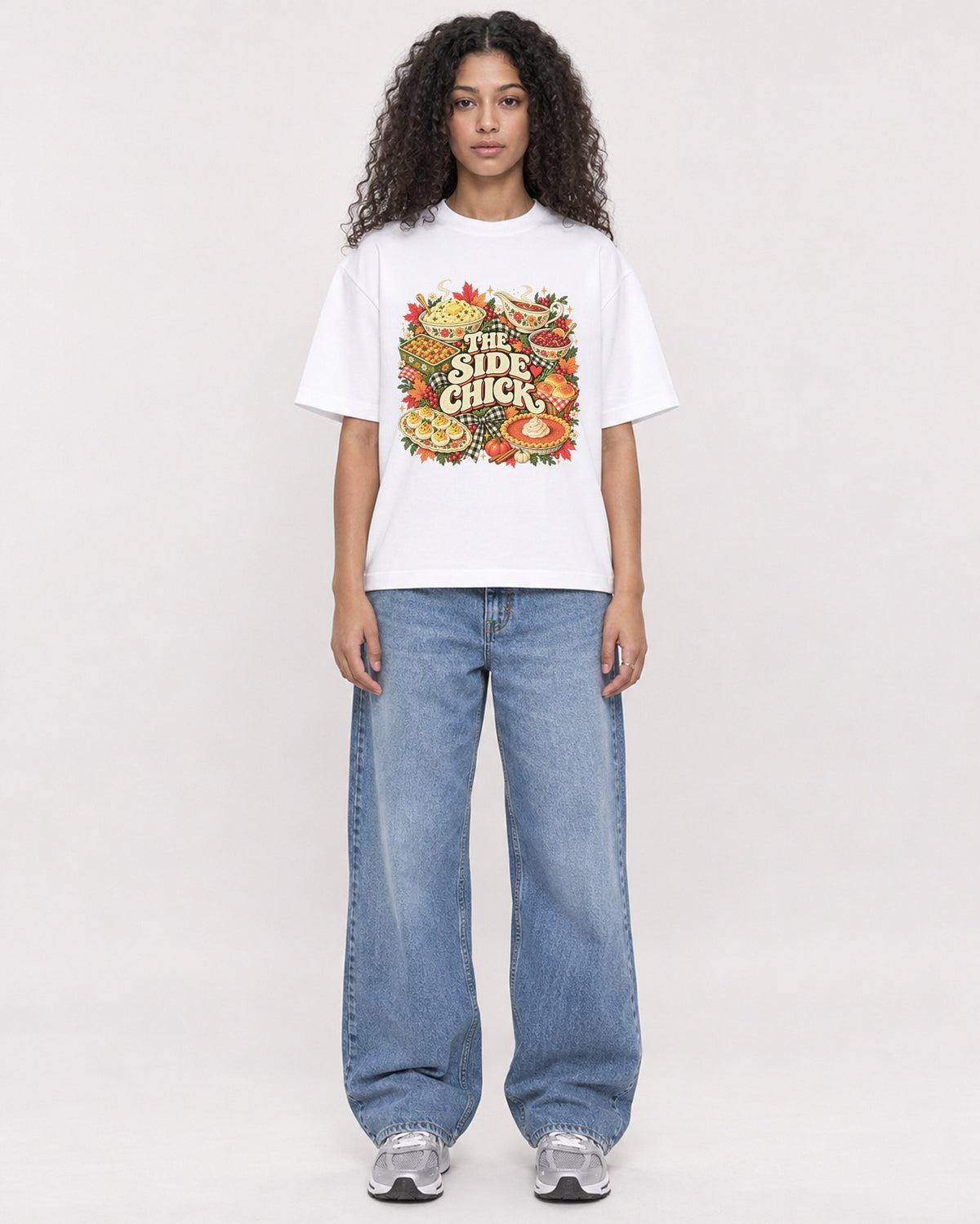 Mockup Boxy Heavyweight Tee White female full-body 10