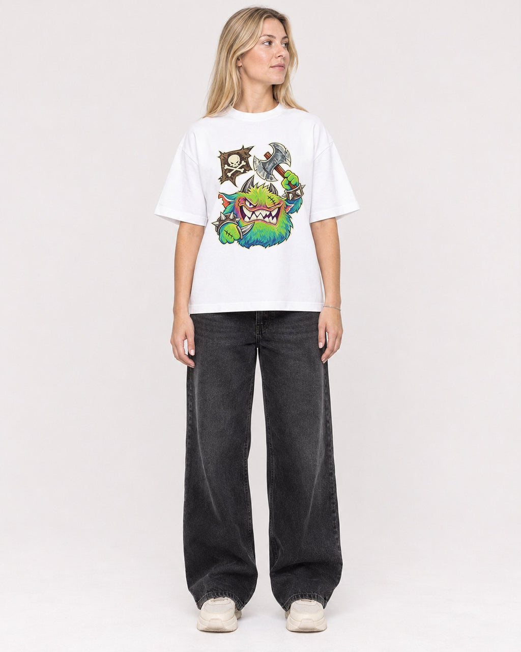 Mockup Boxy Heavyweight Tee White female full-body 08