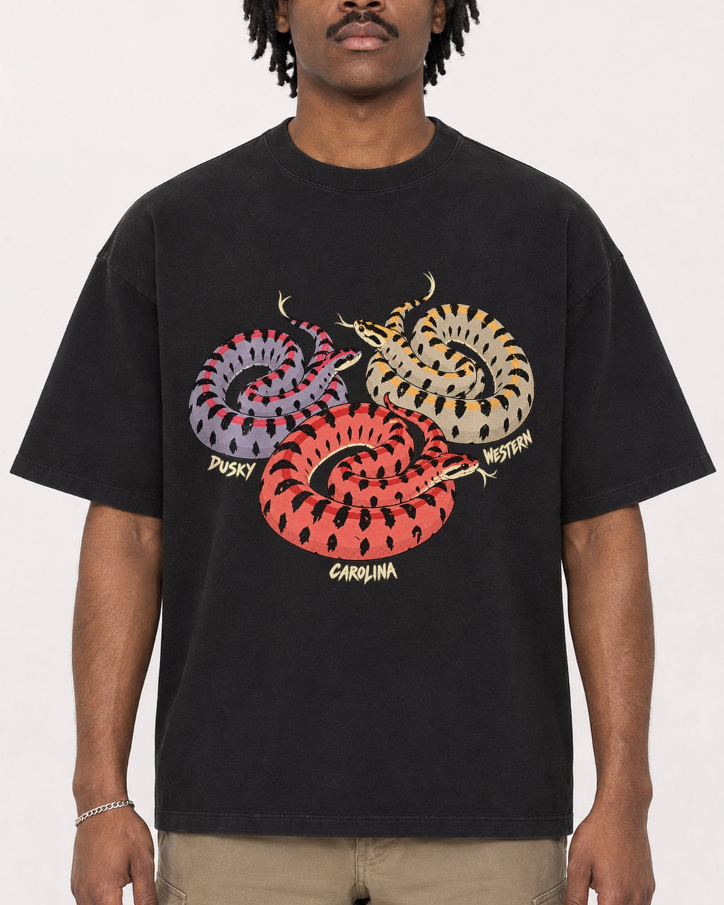 Mockup Boxy Heavyweight Tee Black male close-up 04