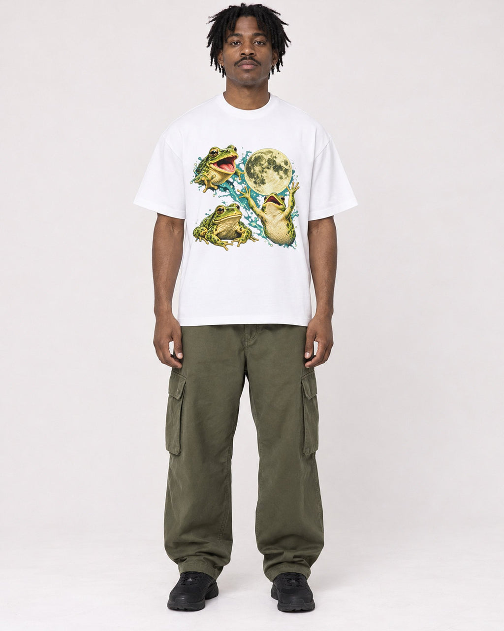 Mockup Boxy Heavyweight Tee White male full-body 04