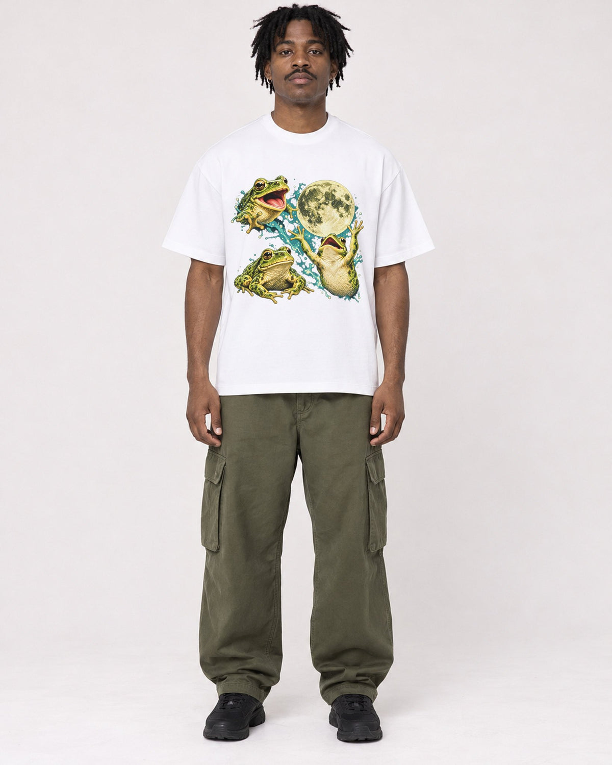 Mockup Boxy Heavyweight Tee White male full-body 04