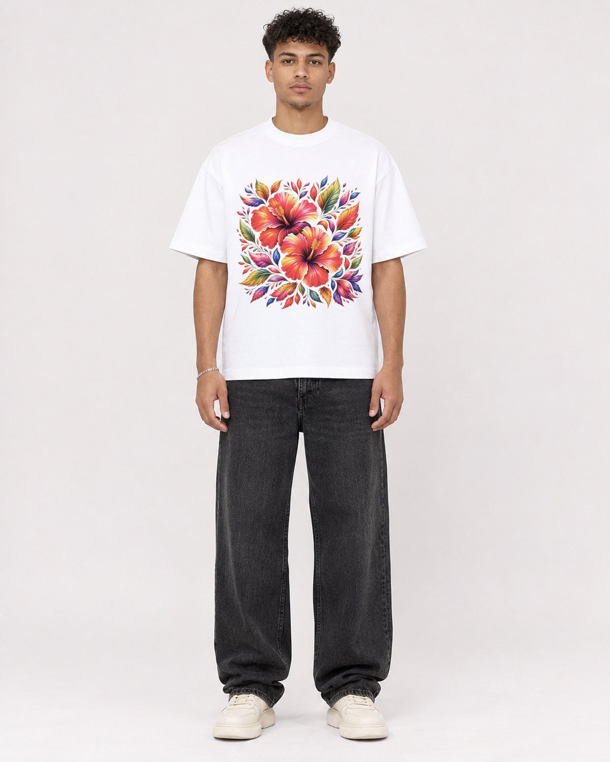 Mockup Boxy Heavyweight Tee White male full-body 20