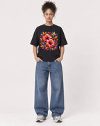 Mockup Boxy Heavyweight Tee Black female full-body 20