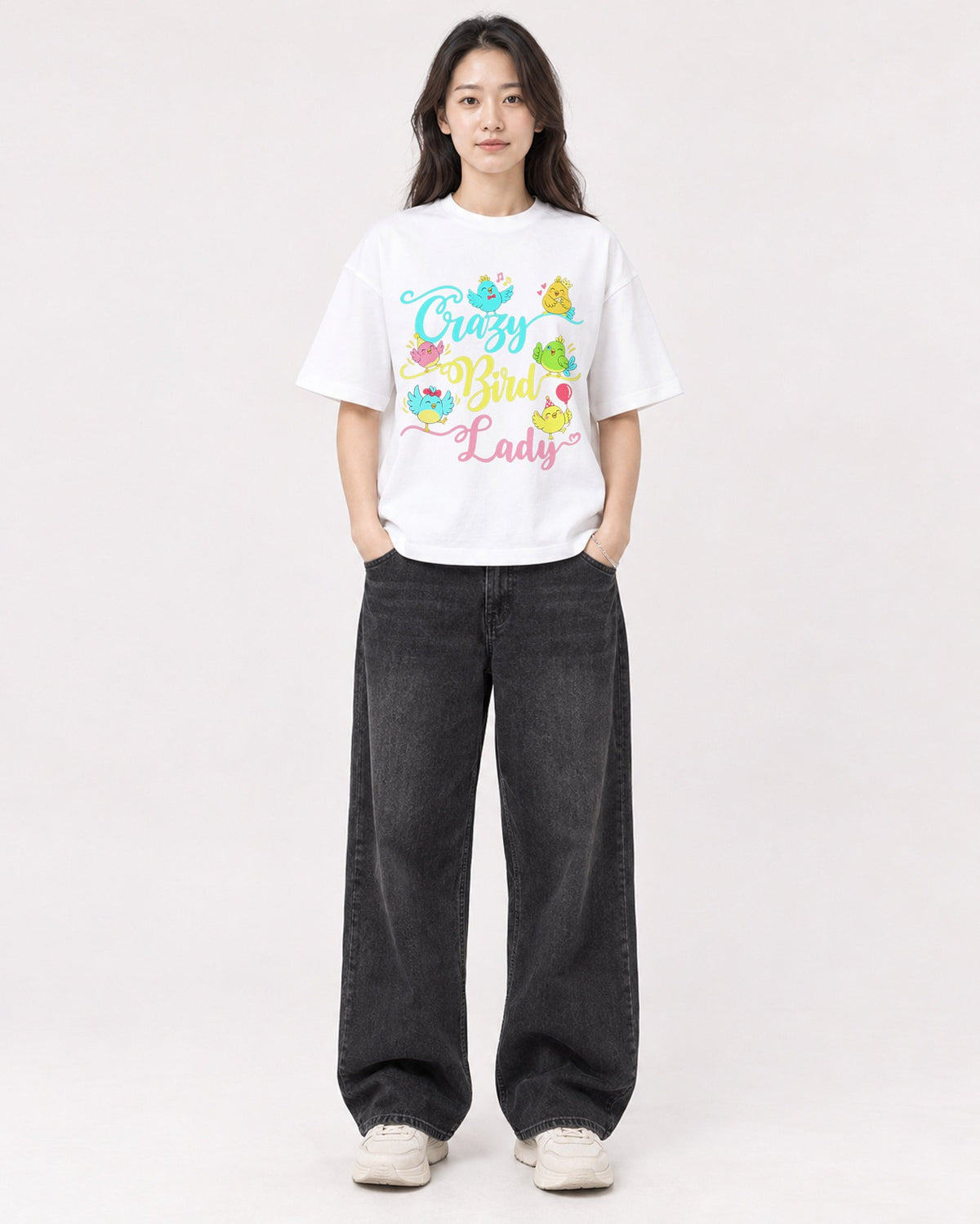 Mockup Boxy Heavyweight Tee White female full-body 03