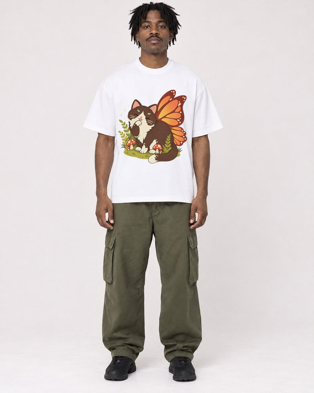 Mockup Boxy Heavyweight Tee White male full-body 04
