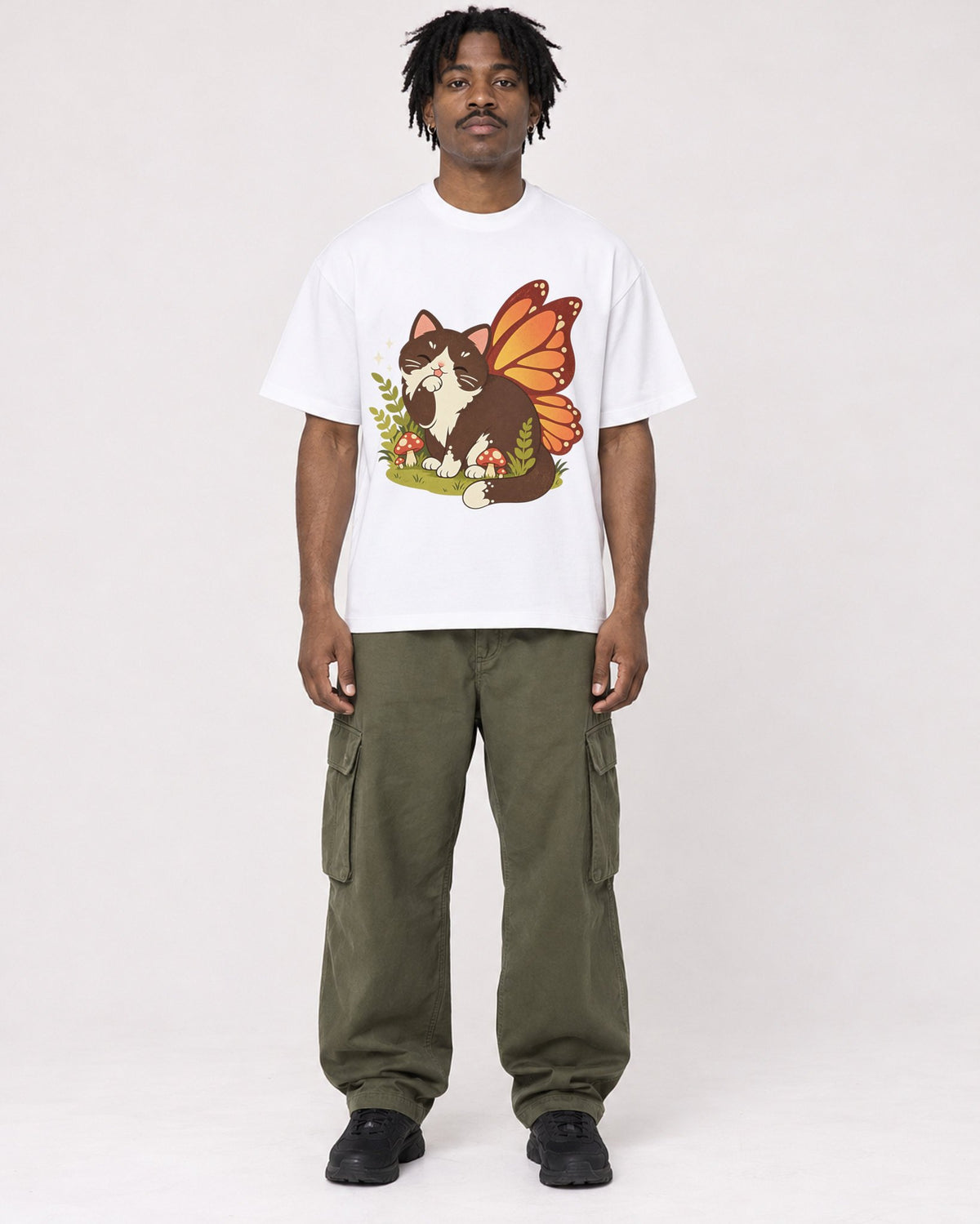 Mockup Boxy Heavyweight Tee White male full-body 04