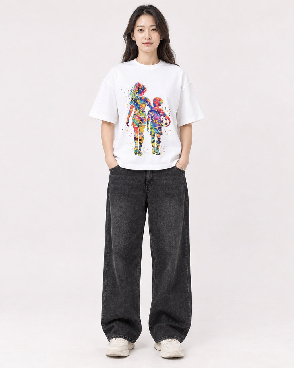 Mockup Boxy Heavyweight Tee White female full-body 03