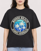 Mockup Boxy Heavyweight Tee Black female close-up 03