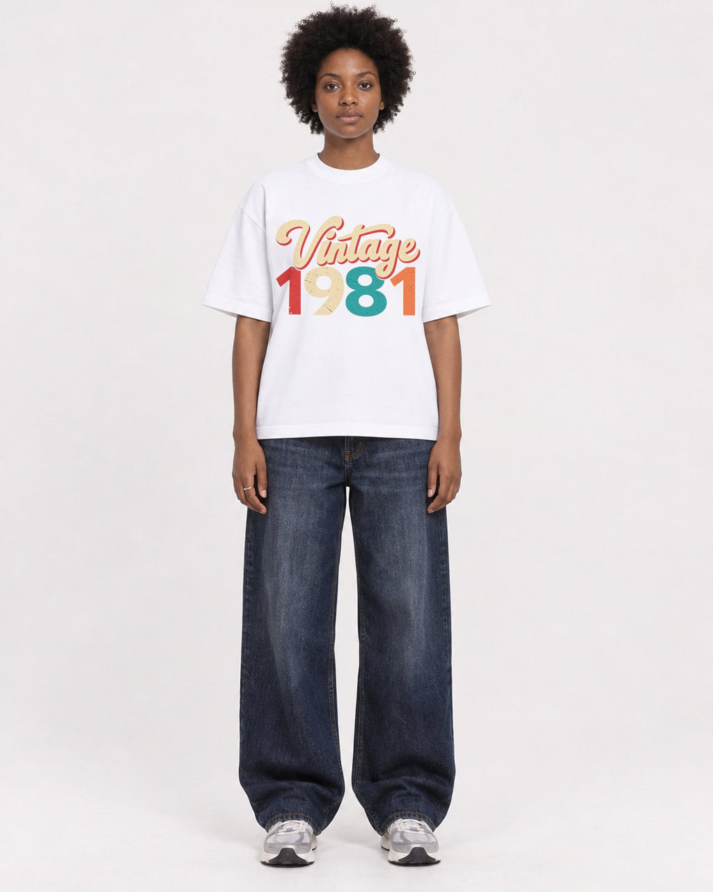 Mockup Boxy Heavyweight Tee White female full-body 14