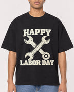 Mockup Boxy Heavyweight Tee Black male close-up 10