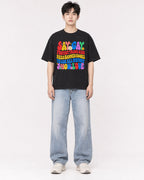 Mockup Boxy Heavyweight Tee Black male full-body 01