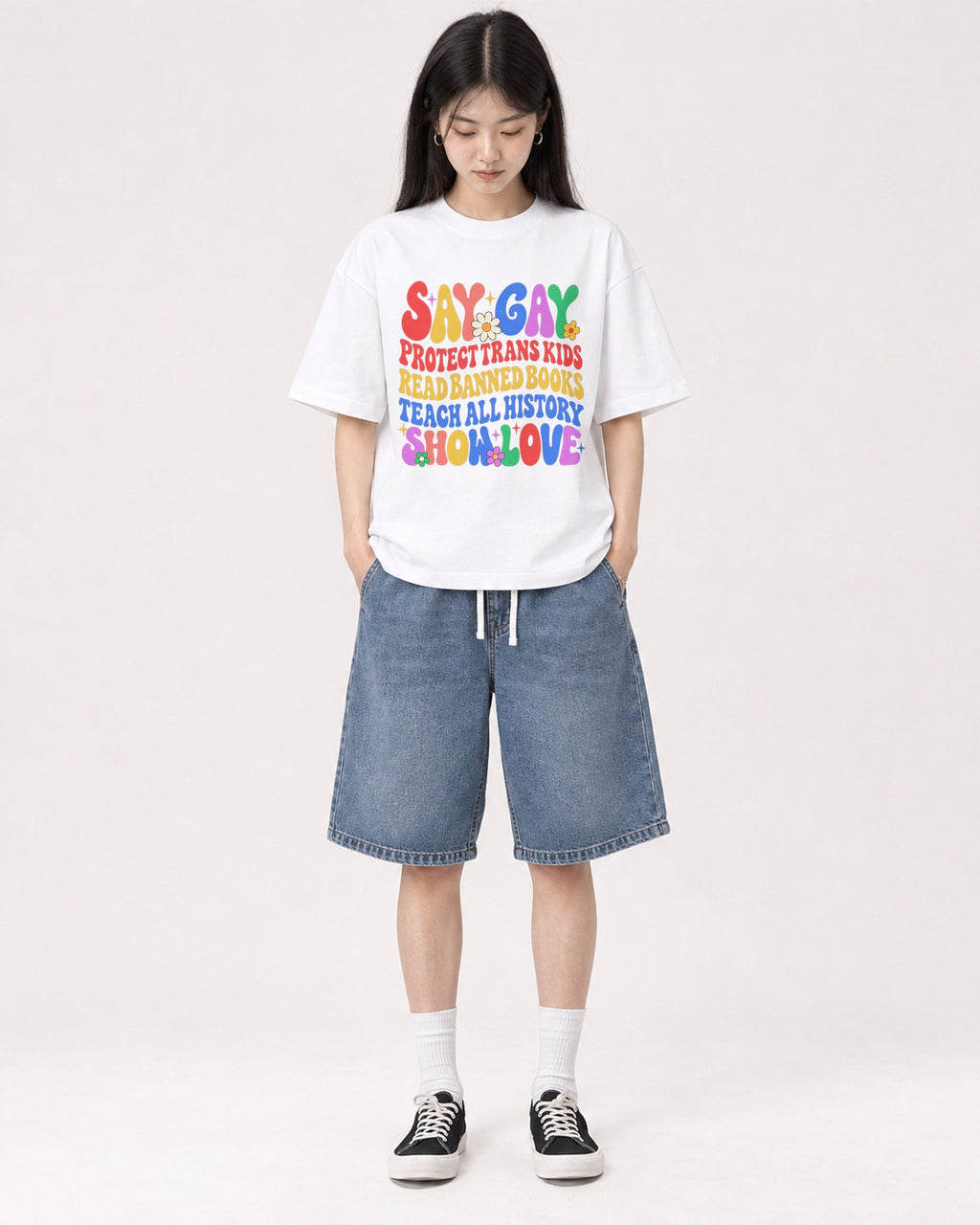 Mockup Boxy Heavyweight Tee White female full-body 01