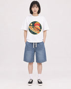 Mockup Boxy Heavyweight Tee White female full-body 11