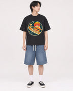 Mockup Boxy Heavyweight Tee Black male full-body 11
