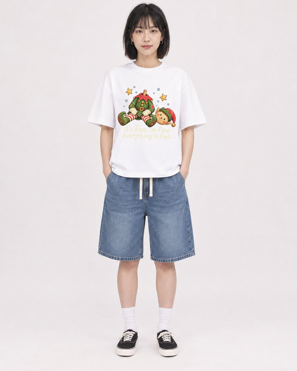 Mockup Boxy Heavyweight Tee White female full-body 11