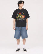 Mockup Boxy Heavyweight Tee Black male full-body 11