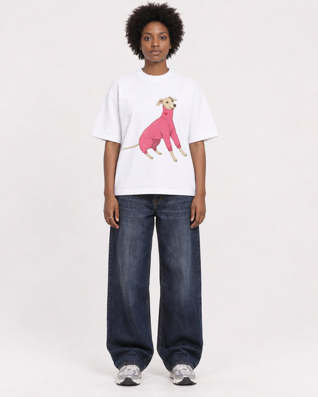 Mockup Boxy Heavyweight Tee White female full-body 14