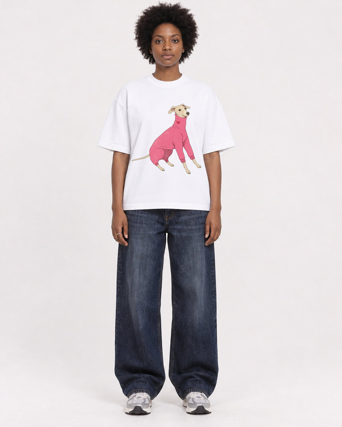 Mockup Boxy Heavyweight Tee White female full-body 14