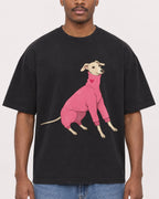 Mockup Boxy Heavyweight Tee Black male close-up 14