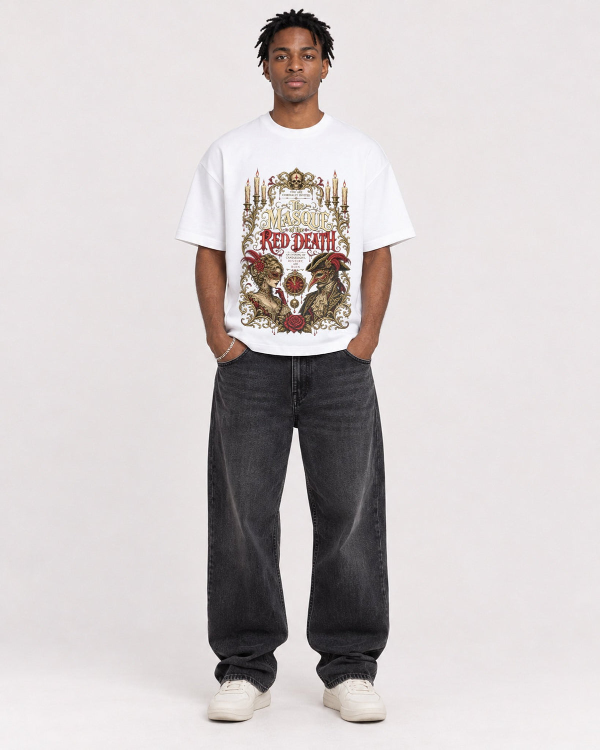 Mockup Boxy Heavyweight Tee White male full-body 05