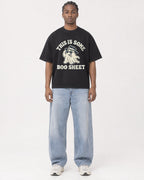 Mockup Boxy Heavyweight Tee Black male full-body 25