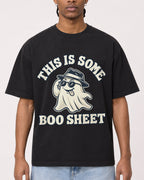 Mockup Boxy Heavyweight Tee Black male close-up 25